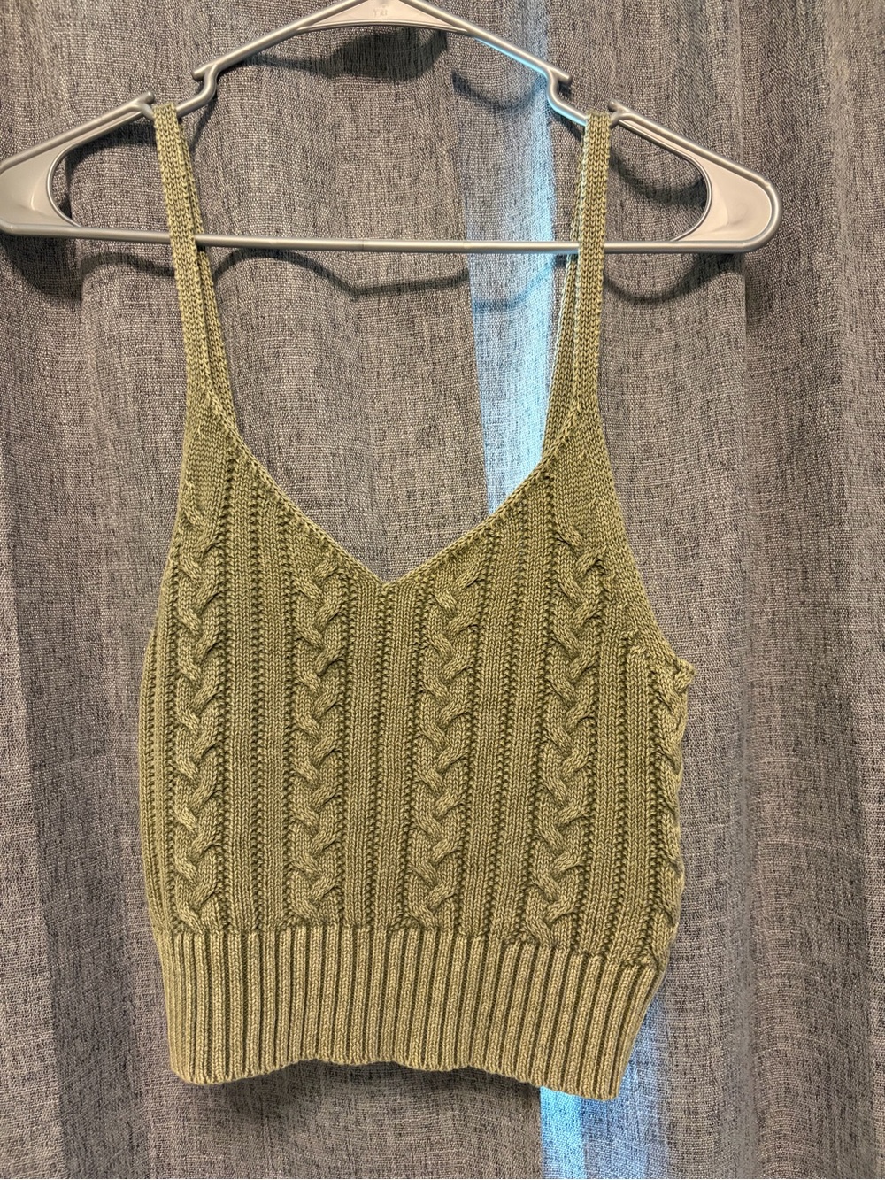 American Eagle Outfitters Olive Cable-Knit V-Neck Camisole